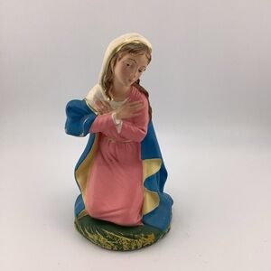 Vintage Mother Mary Christmas Nativity Figurine Hand Painted Italy